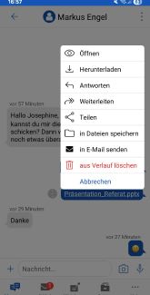 Optionen an Bild-Nachricht